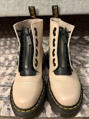 Dr. Martens Sinclair Beige and Black Leather Boots